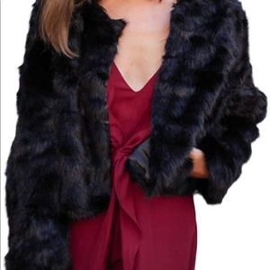 Faux Fur Open Front Jacket